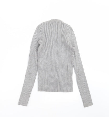 FOREVER 21 Womens Grey Striped Knit Pullover Jumper Size S