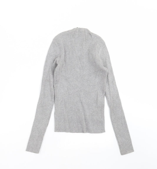 FOREVER 21 Womens Grey Striped Knit Pullover Jumper Size S