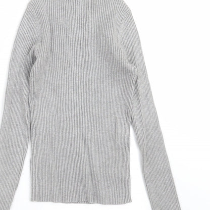 FOREVER 21 Womens Grey Striped Knit Pullover Jumper Size S
