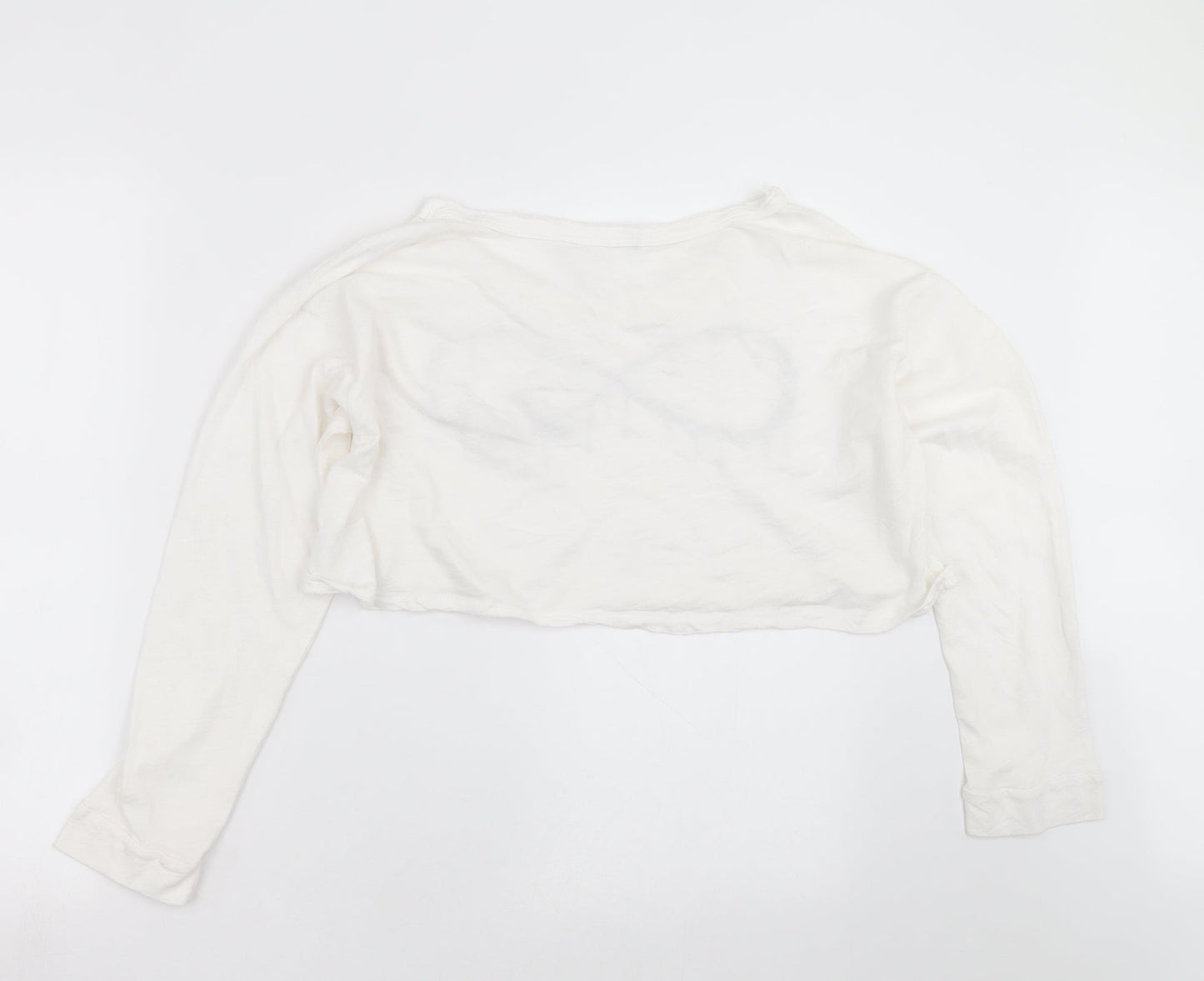 Rock & Rose Womens White   Cropped T-Shirt Size L  - love