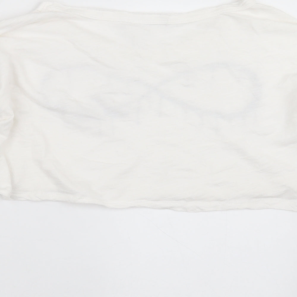 Rock & Rose Womens White   Cropped T-Shirt Size L  - love