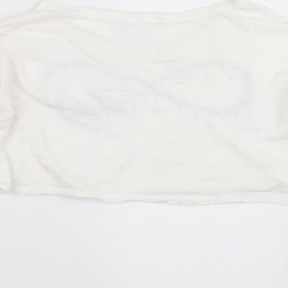 Rock & Rose Womens White   Cropped T-Shirt Size L  - love
