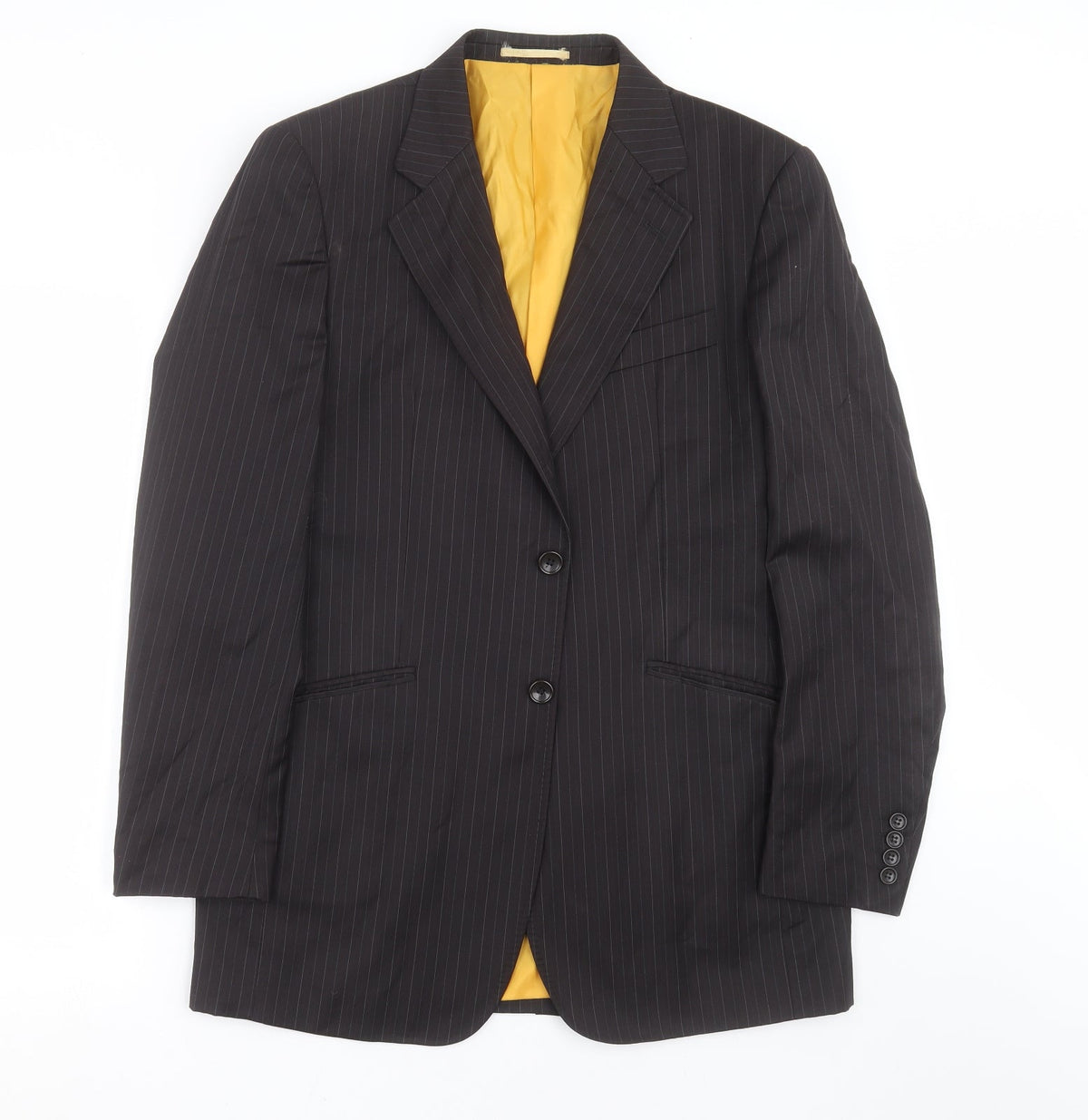 Front view of The duffer men’s black striped jacket suit jacket, size 40