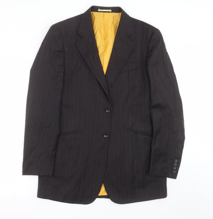 Front view of The duffer men’s black striped jacket suit jacket, size 40