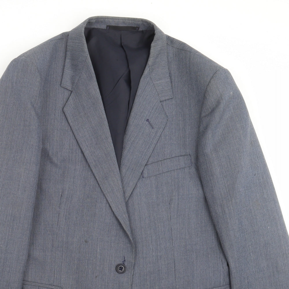 the touch of luxury Mens Blue Striped  Jacket Suit Jacket Size 40