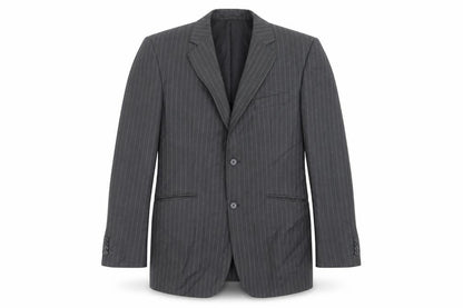 Front view of F&F men’s grey striped jacket suit jacket, size 44