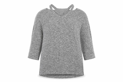 Front view of TU women’s grey pullover sweatshirt, size UK 14