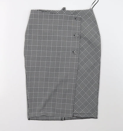 Matalan Womens Grey Check  A-Line Skirt Size 10