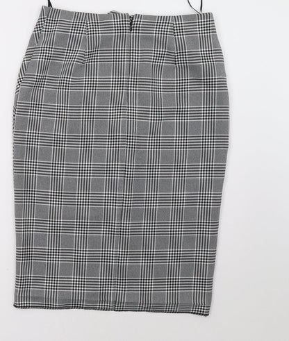 Matalan Womens Grey Check  A-Line Skirt Size 10