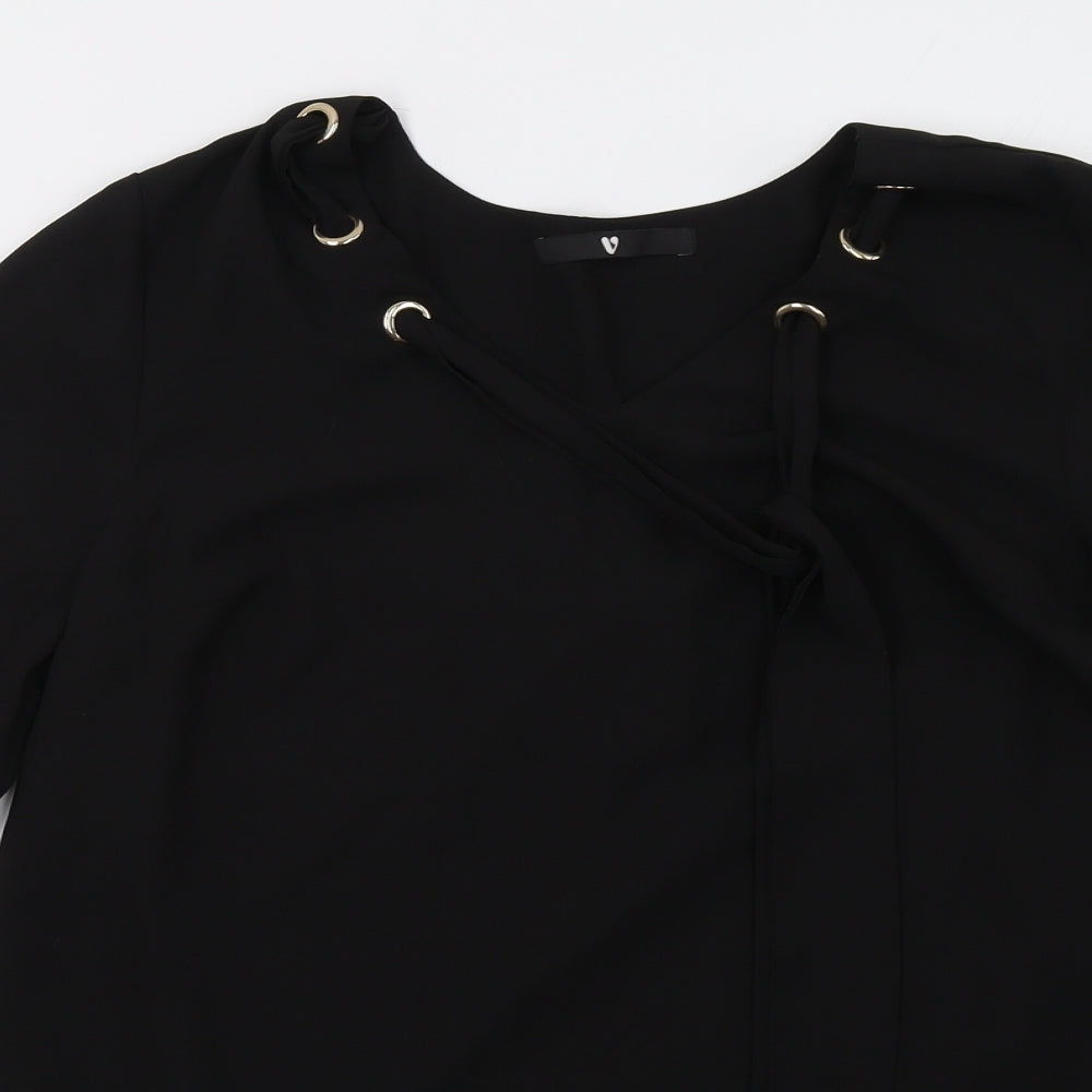 Womens UK Size 12 Very Black Basic Blouse
