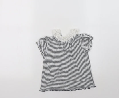 Additional front view of Next girls’ white striped basic t-shirt, size 2-3, years
