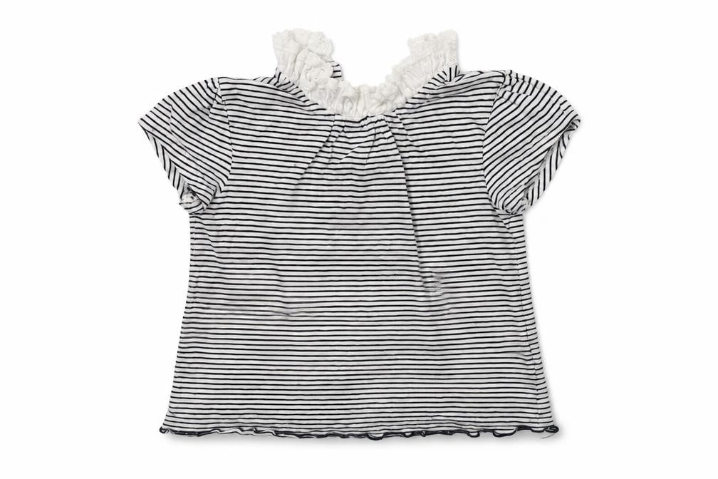 Front view of Next girls’ white striped basic t-shirt, size 2-3, years