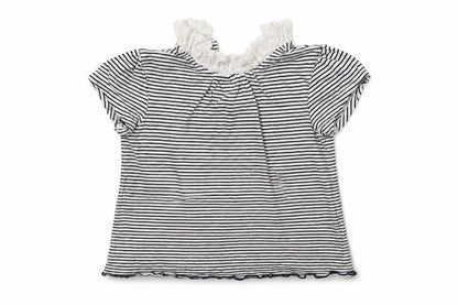 Front view of Next girls’ white striped basic t-shirt, size 2-3, years