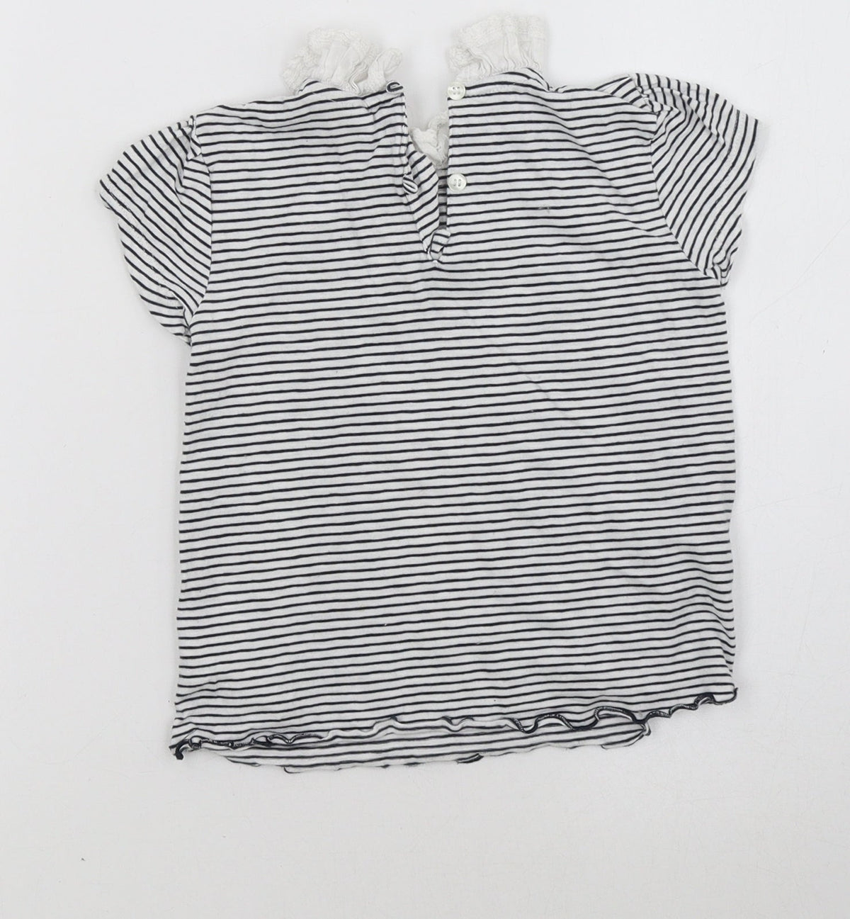Back view of Next girls’ white striped basic t-shirt, size 2-3, years