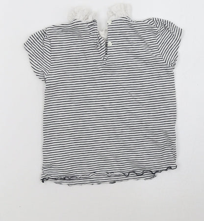 Back view of Next girls’ white striped basic t-shirt, size 2-3, years