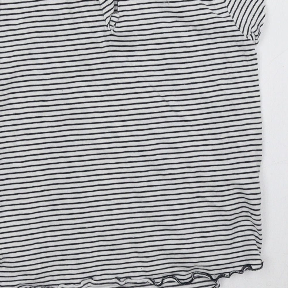 Brand and care label for Next girls’ white striped basic t-shirt, size 2-3, years