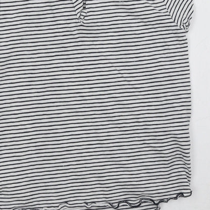 Brand and care label for Next girls’ white striped basic t-shirt, size 2-3, years