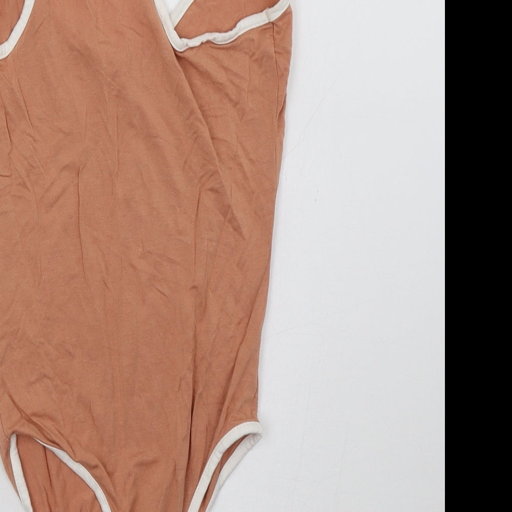 PRETTYLITTLETHING Womens Beige   Bodysuit One-Piece Size 6