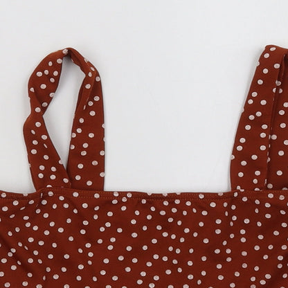 Missguided Womens Brown Polka Dot  Cropped Tank Size 6