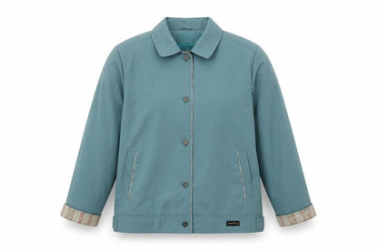 Front view of david berry women’s blue jacket, size UK 18