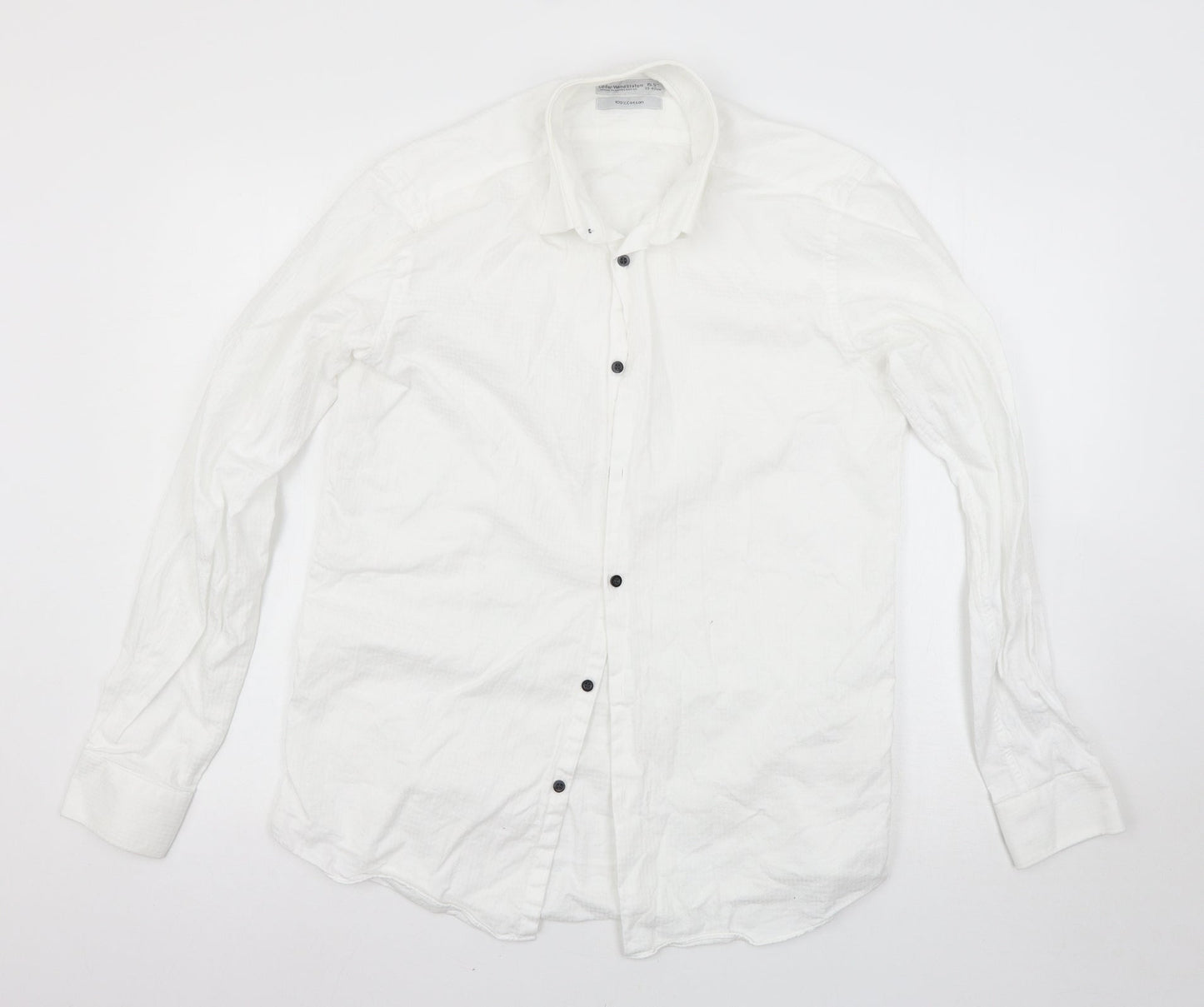 Mens UK Size 15.5 Cedar Wood State White  Button-Up Long Sleeve Casual Shirt