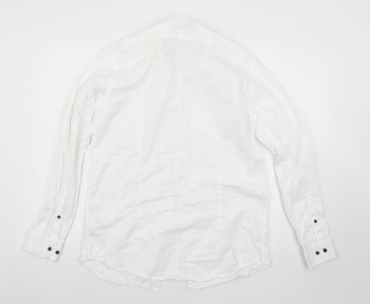 Mens UK Size 15.5 Cedar Wood State White  Button-Up Long Sleeve Casual Shirt