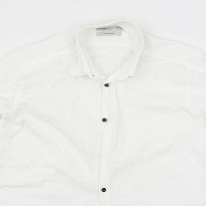 Mens UK Size 15.5 Cedar Wood State White  Button-Up Long Sleeve Casual Shirt