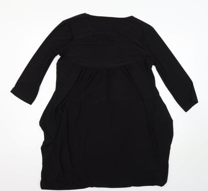Nicole Womens Black Houndstooth  T-Shirt Dress  Size L