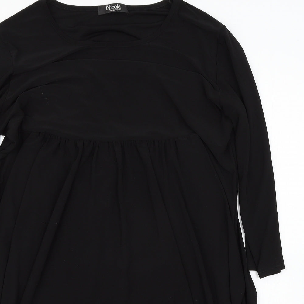 Nicole Womens Black Houndstooth  T-Shirt Dress  Size L
