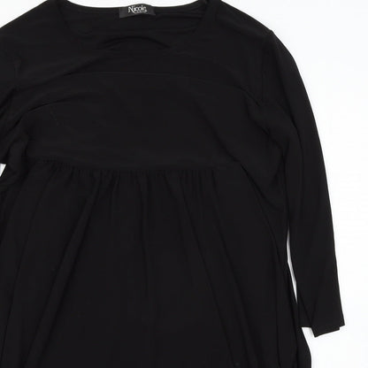 Nicole Womens Black Houndstooth  T-Shirt Dress  Size L