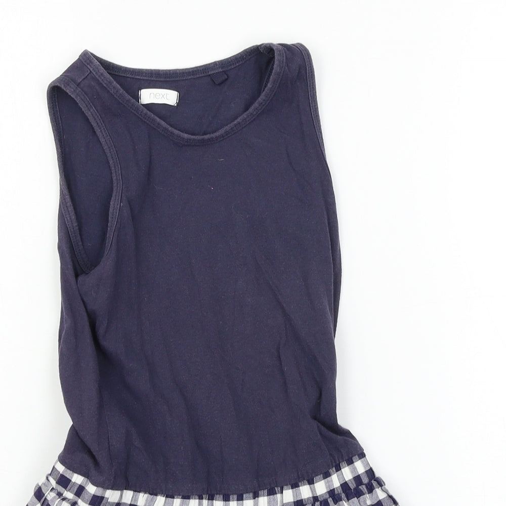 NEXT Girls Blue Check  Tank Dress  Size 5 Years