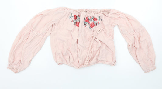 Womens UK Size XS Hollister Pink Basic Blouse