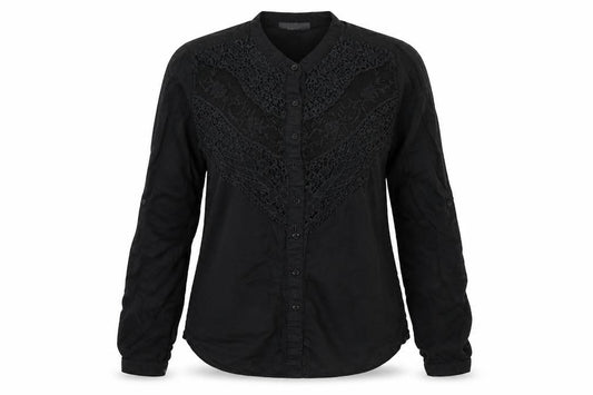 Front view of Yessica women’s black basic button-up, size UK 6