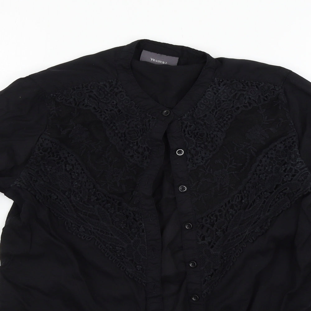 Womens UK Size 6 Yessica Black Basic Button-Up