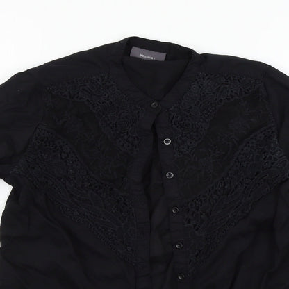 Womens UK Size 6 Yessica Black Basic Button-Up