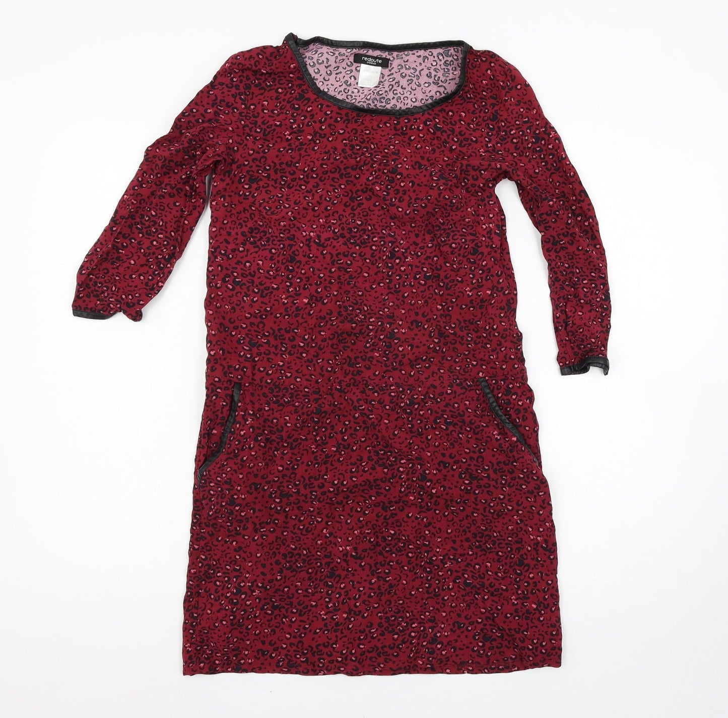 Le Redoute Womens Red Animal Print  T-Shirt Dress  Size 6