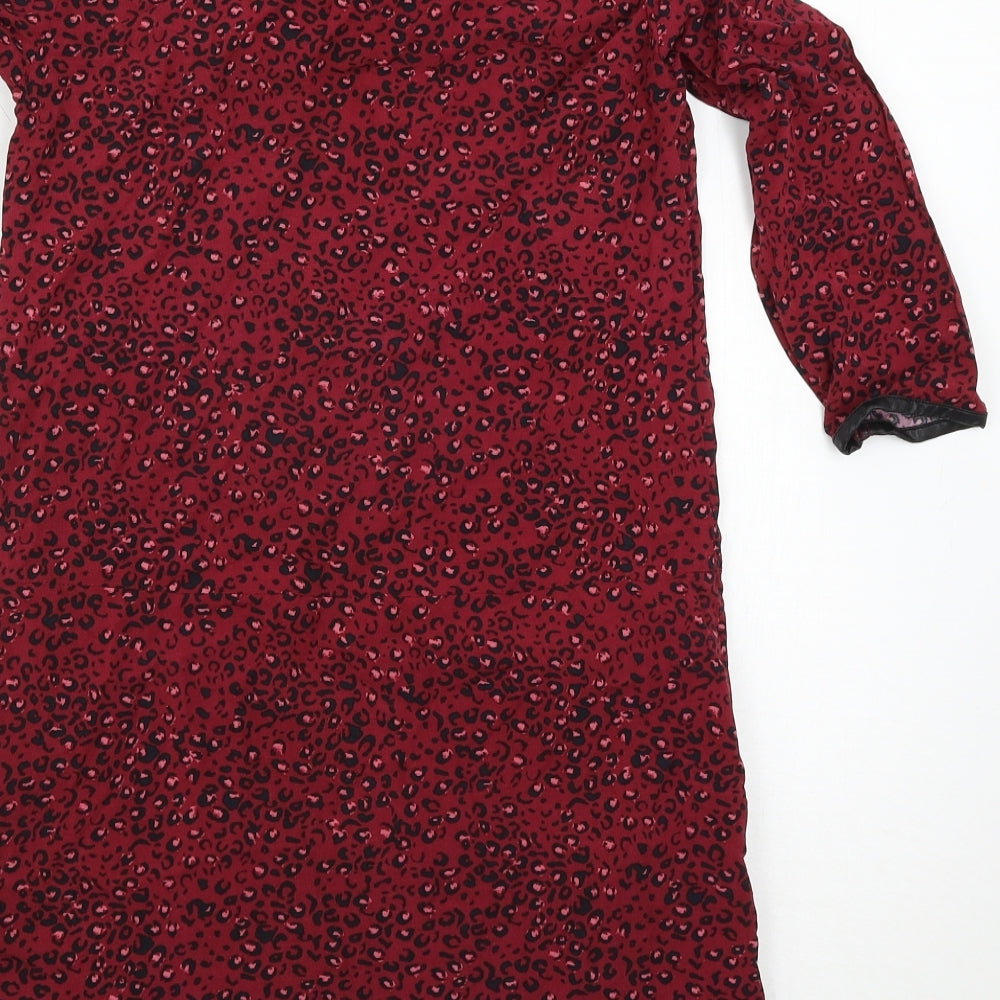 Le Redoute Womens Red Animal Print  T-Shirt Dress  Size 6