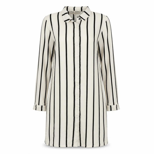 Front view of Parisian Collection women’s white striped shirt dress, size UK 8