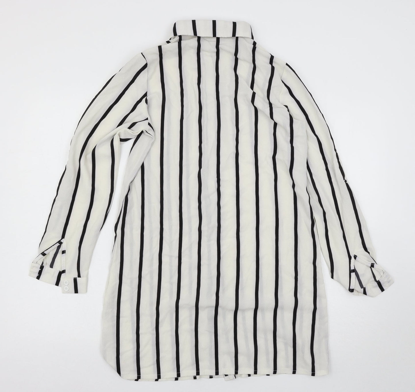 Parisian Collection Womens White Striped  Shirt Dress  Size 8