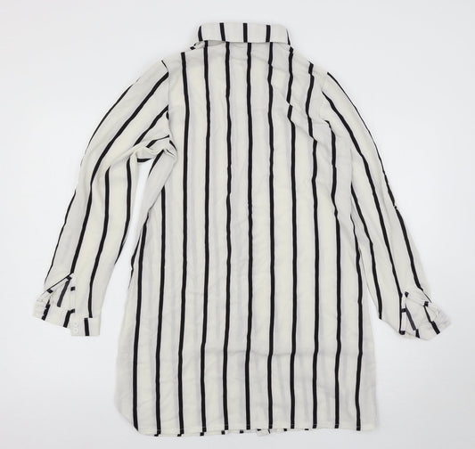 Parisian Collection Womens White Striped  Shirt Dress  Size 8