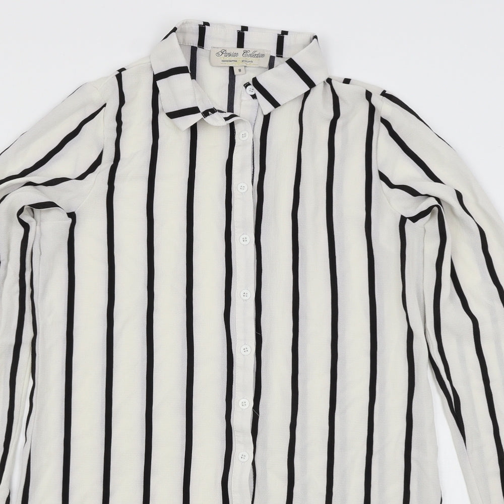 Parisian Collection Womens White Striped  Shirt Dress  Size 8