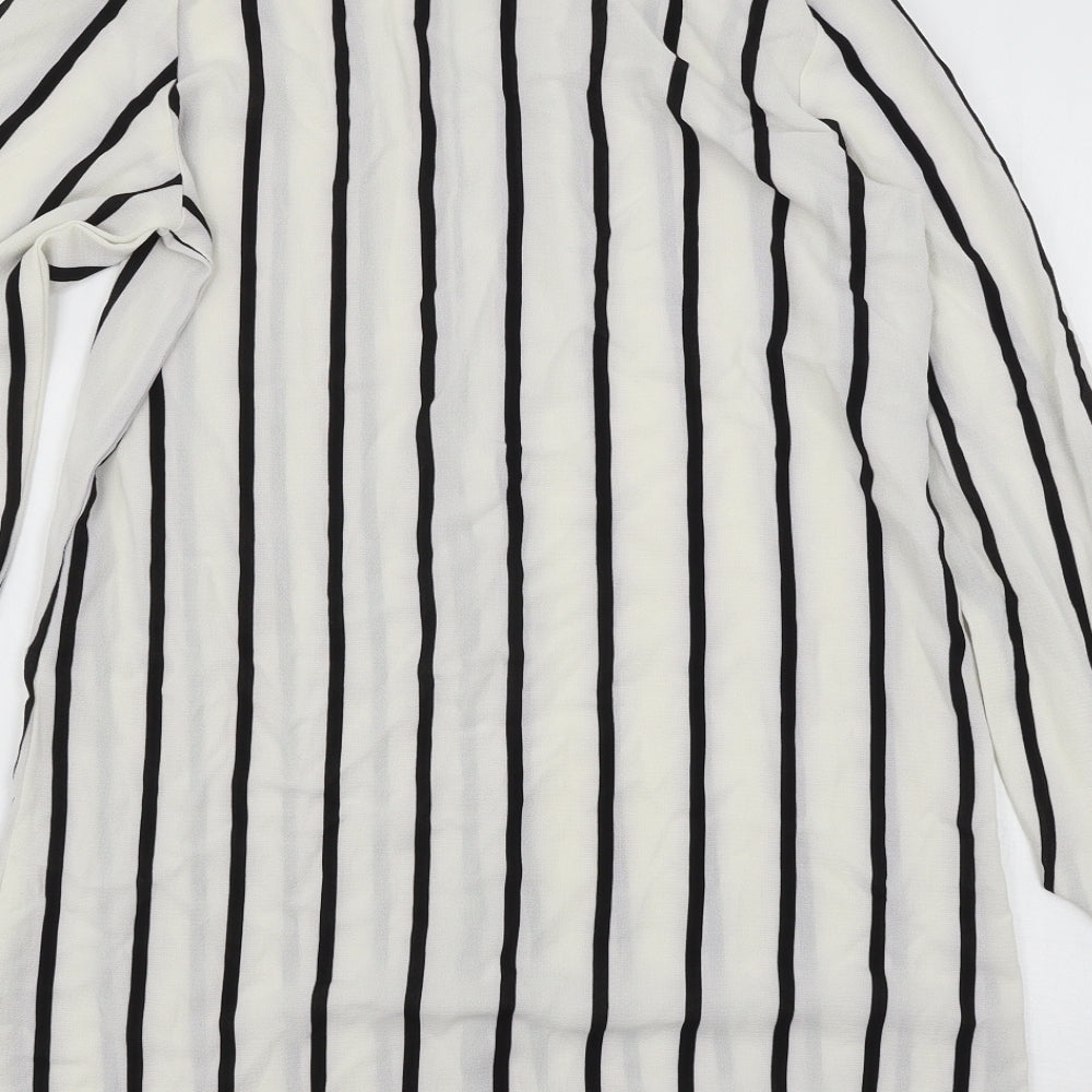Parisian Collection Womens White Striped  Shirt Dress  Size 8