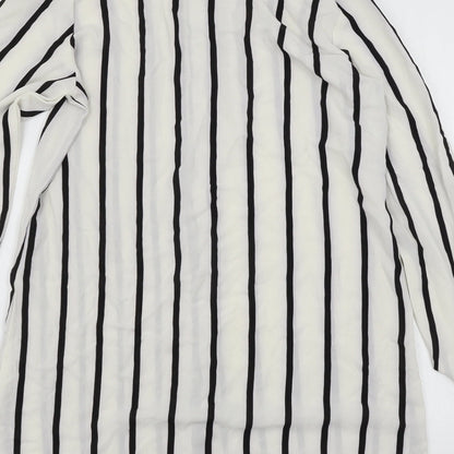 Parisian Collection Womens White Striped  Shirt Dress  Size 8