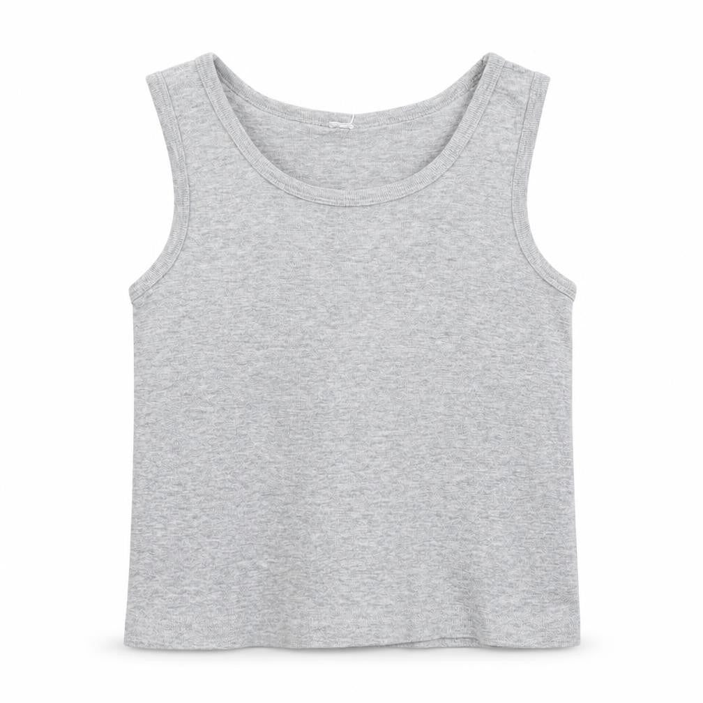 Front view of Preworn boys’ grey basic tank, size 6-7, years