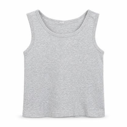 Front view of Preworn boys’ grey basic tank, size 6-7, years
