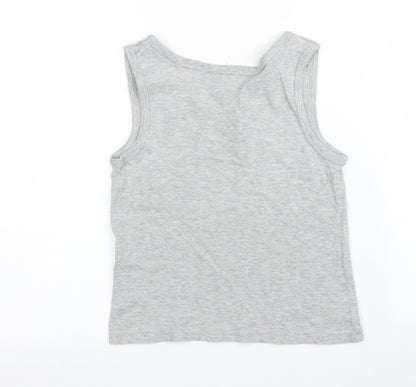 Preworn Boys Grey   Basic Tank Size 6-7 Years