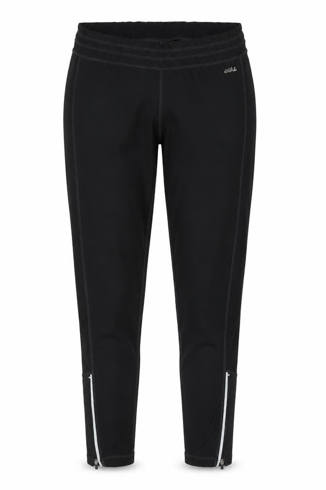 Front view of Preworn women’s black carrot leggings, size S, 26-inch leg
