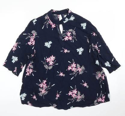 Womens UK Size 10 Apricot Blue Basic Blouse