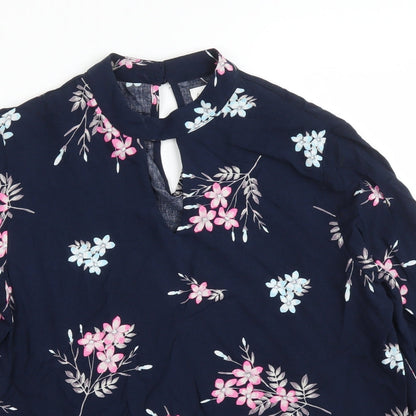 Womens UK Size 10 Apricot Blue Basic Blouse