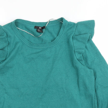 Womens UK Size M H&M Green Pullover Jumper